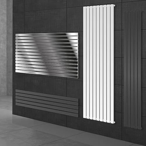 ECD Germany Stella Radiador de panel horizontal 630 x 865 mm - Blanco - Horizontal - Conexión lateral - Calefactor moderno - Radiador de baño - Radiador plano - Calentador toallas - Secador toallas