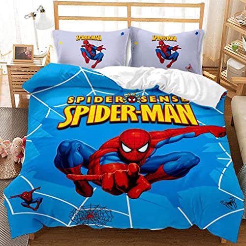 LKFFHAVD Spider-Man Juegos de ropa de cama de Marvel Los Vengadores Spider Man, funda nórdica de 135 x 200 cm, estampado 3D Peter Parker infantil + fundas de almohada (135 x 200 cm, 34)