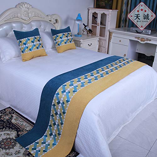 BAMCQ Colchas de Cama del Hotel Lanza Luxury Bed Corredores Moda Cama Dormitorio Cubierta de protección Cama Toalla Bed Decoración,B-50X260cm(for 2m Bed)