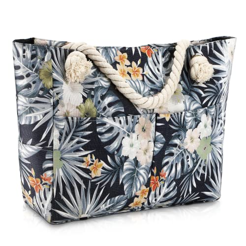 Coikes Bolso de playa grande Impermeable Bolsa de playa grande del verano para mujer con Asa de Cuerda Totalizador de Lona de Verano Shopper Bolsa de Hombro para Playa, Fiesta, Compras, Viajes