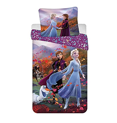 Jerry Fabrics Disney Frozen 2 Wind - Juego de Cama para Niños, Funda de Edredón 140 x 200 cm y Funda de Almohada 70 x 90 cm