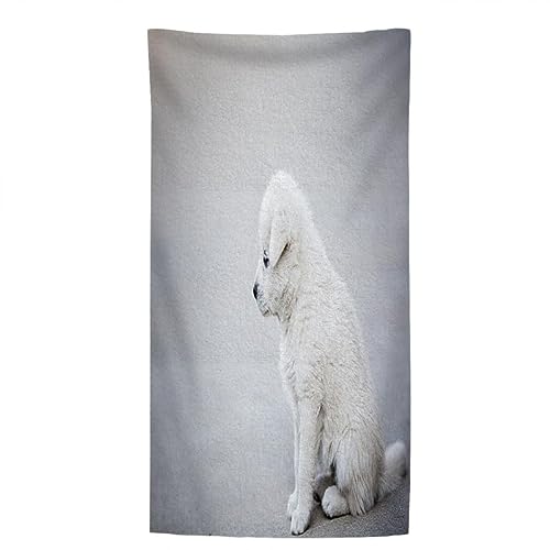 Boceoey Toalla de Playa Perro Toallas Playa de Microfibra, Toalla de Baño Antiarena Secado Rapido, Toallas Playa para Piscina Gimnasio Sauna Viaje, 80x160 cm Blanco