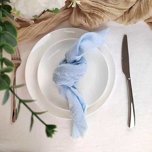 Juego de 6 servilletas de tela de algodón suave de 42 x 42 cm, con flecos y ribetes de verano, aptas para la piel, lavables y reutilizables