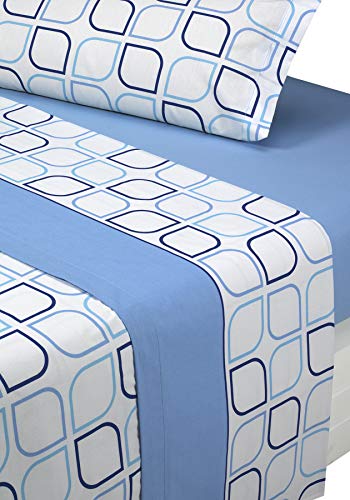 SABANALIA - Juego de sábanas Estampadas Spring (Disponible en Varios tamaños y Colores), Cama 80, Azul