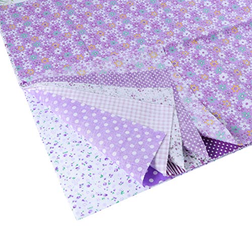 EXCEART 7 hojas de tela de algodón floral cuadros de tela floral tela de acolchado para patchwork costura diy scrapbooking 50x50cm (púrpura)