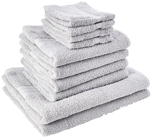 Dreamscene – lujo 100% algodón egipcio 10 piezas juego de toalla de baño Set de regalo de baño de cara mano, plata gris, 10 unidades)