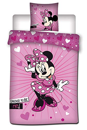 cadeaux store Juego de cama Mickey/Minnie Disney - Funda nórdica de 140 x 200 cm + 1 peluche Mickey de 30 cm + 1 peluche Minnie de 30 cm