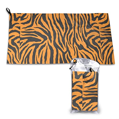 SAINV Toalla de secado rápido de leopardo de tigre naranja, fácil de llevar, adecuada para acampar al aire libre, senderismo, playa, viajes, gimnasio