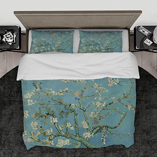 HOBBOY Funda nórdica botánica Floral 2 Funda de Almohada sin sábanas con Cierre de Cremallera Comfort Van Gogh Aesthetic 3pc Bedding Set All Season 160x200 cm