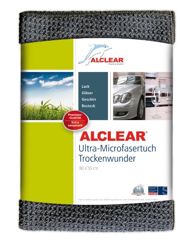 ALCLEAR 820901M paño de microfibra altamente absorbente secado milagro, 80x55 centímetros, atrae el agua como un imán sin rayas, para coches, pintura de coches, motos, cocinas, antracita