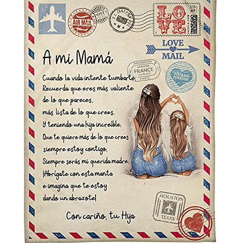 Minyose Para Mi Mamá-Manta De Lana Premium Carta Carta para Mi Mamá Express Love Versión En Español Manta Fina Regalo del Día De La Madre 150 * 200Cm