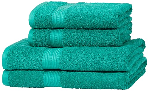Amazon Basics - Juego de toallas asciugamano da baño colores resistentes, 2 baño + 2 manos), 4 Unidad, Verde, 70 x 60 cm