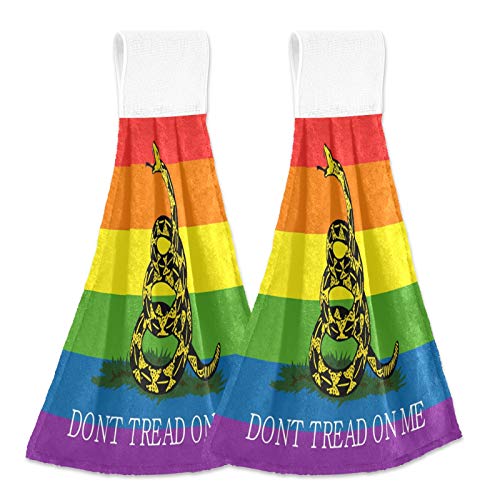Oarencol Toalla de mano de cocina con bandera del orgullo arcoíris y lesbianas, apoyo LGBT, absorbente para colgar con lazo para baño, 2 unidades