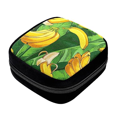 Bolsa de período,bolsa de almacenamiento de toallas sanitarias,soporte de almohadilla para el período,Plátano y hojas verdes