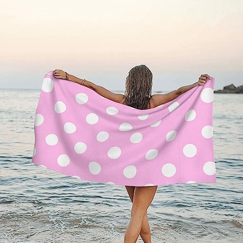 JCAKES Toalla de playa de microfibra con lunares rosados, de secado rápido, súper absorbente, suave, 160 x 80 pulgadas, para natación, deportes, viajes