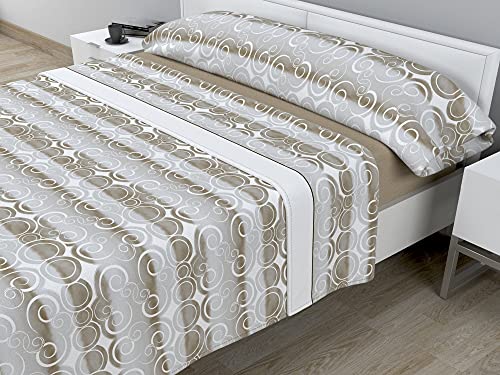Cabello Textil Hogar - Juego de sábanas térmicas de Pirineo - 3 Piezas - 110 Gr/m2 - Mod. VENEG (Beige, Cama de 90 cm (90_x_190/200 cm))