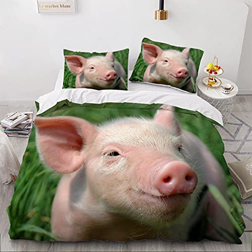 La ropa de cama 3D es súper suave y cómoda. 240x220 cm Cerdos animales Juego de funda nórdica Juego de ropa de cama doble tamaño Queen King Size Juego de sábanas de edredón suave Juego de sábanas Ropa
