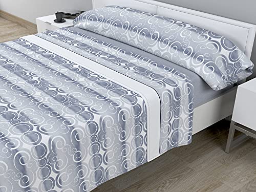 Cabello Textil Hogar - Juego de sábanas térmicas de Pirineo - 3 Piezas - 110 Gr/m2 - Mod. VENEG (Azul, Cama de 150 cm (150_x_190/200 cm))