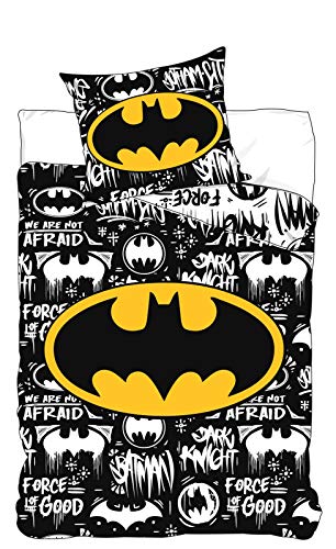 BrandMac ApS Batman - Juego de cama reversible (2 piezas, 135 x 200 cm, 80 x 80 cm), diseño de cómic