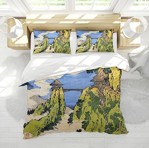 Ukiyoe 3pc Bedding Set Comfort & Luxury Bedding Duvet Cover Sets 2 Pillow Cases No Sheets Katsushika Hokusai Art Quilt Cover 230x220 cm