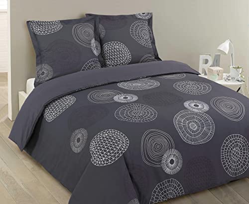 Vision Fabrizio - Juego de funda nórdica (240 x 220 cm, 2 fundas de almohada, 100% algodón), color gris