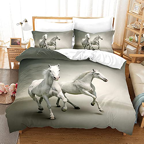 Bedclothes-Blanket Funda nórdica 3D 220x240,Caso 3D Impresión Digital Animal Ejecutar Caballo Ropa de Cama de Tres piezas-13_140 * 200