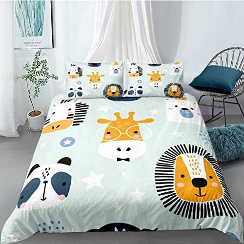 LSYW, Funda Nordica Cama 90 Infantiles Jirafa Amarilla Edredón Cama 90 para Niñas Niños con Cremallera Microfibra de Suave y Transpirable Fundas Nordicas 135x200 cm + 2 Fundas de Almohada 50x80 cm