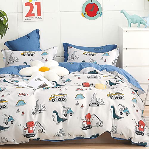 KEAYOO Ropa de cama infantil de 135 x 200 cm, para niños y niñas, diseño de dinosaurios, ropa de cama con cremallera, algodón, 135 x 200 cm y 80 x 80 cm, 2 piezas