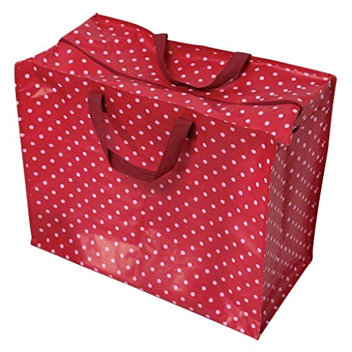 Bolsas Grandes de Almacenamiento con Cremalleras, Resistentes y duraderas, 55 x 48 x 28 cm, 70 l, diseño a Elegir (Retrospot Rojo)
