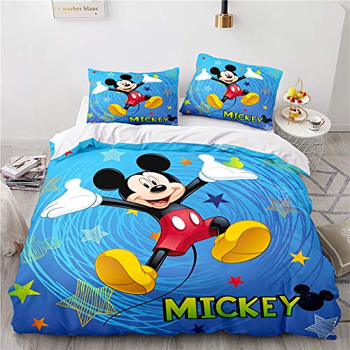 Agmdno Mickey Mouse Juego de ropa de cama para niñas, 2 piezas, funda de almohada de 80 x 80 cm y funda nórdica de 135 x 200 cm (A6, 200 x 200 cm + 80 x 80 x 2)