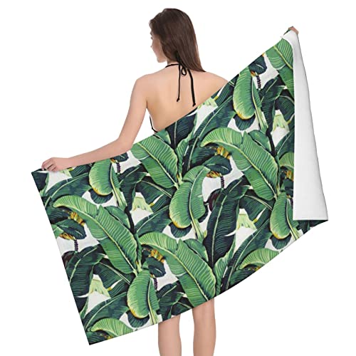 ASEELO Toallas de baño de hojas de palma de plátano tropical, toalla de baño grande, toalla de playa para baño, toalla de baño impresa, 52 x 32 pulgadas