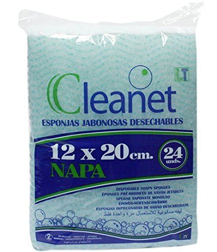 Cleanet: 480 esponjas jabonosas desechables napa 12x20cm 90grs. 20 paquetes x 24 unidades (480 unidades)
