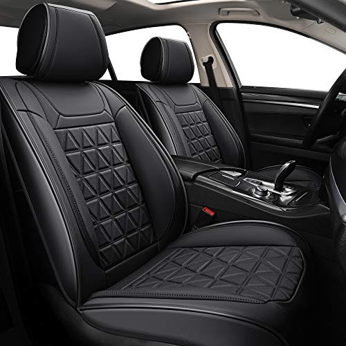 YUHCS Fundas para asientos delanteros de coche, 2 fundas de cojín de piel sintética, antideslizantes, impermeables, protectores de asiento de coche, accesorios interiores para la mayoría de SUV,