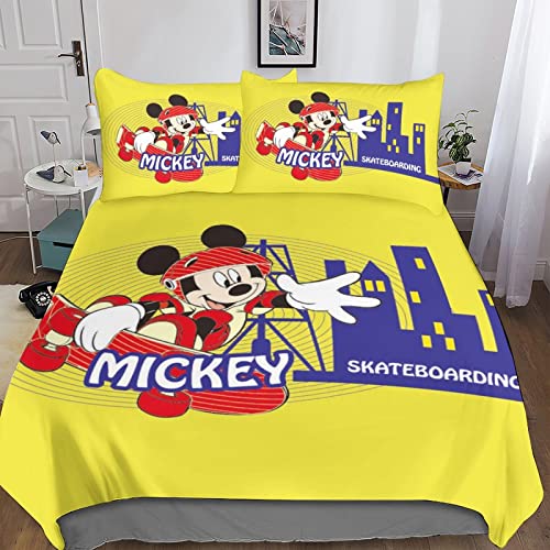 Mickey Mouse Juego De Funda De Edredón para Niños Niñas Juego De Ropa Cama De Juegos para Animación Jóvenes Funda Nórdicas Fundas De Almohada King（220x240cm）