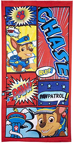 Paw Patrol Nickelodeon - Toalla de baño de algodón con licencia Marshall Chase, de secado rápido, ultra suave, tamaño grande, color rojo