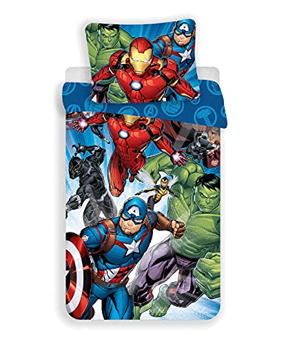 Marvel Avengers Juego de Cama Funda Nórdica de 140 x 200 cm y una Funda de Almohada de 70 x 90 cm