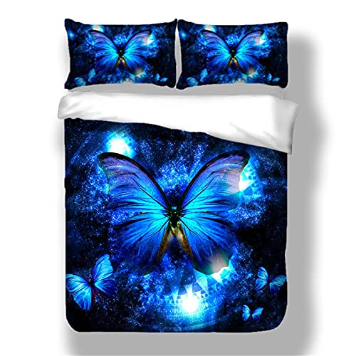 3D impresión funda de edredón conjunto azul mariposa animal cama cama individual cama doble cama superior conjunto azul cama