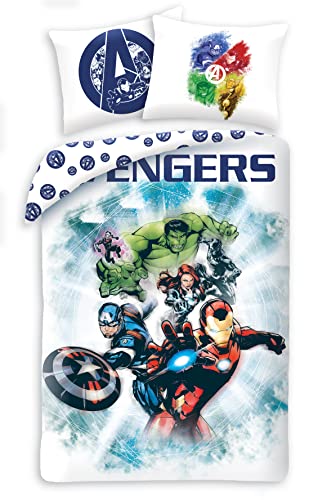 Halantex Avengers komplet pościeli bawełnianej, poszewka NA kołdrę 140 x 200 cm, poszewka NA poduszkę 70 x 90 cm, oryginalna