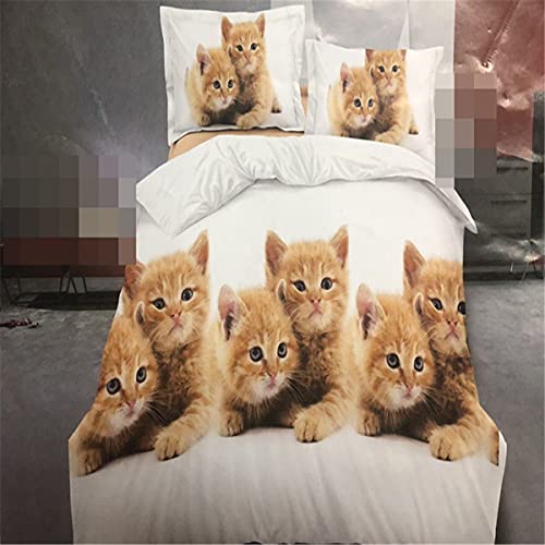 Juego de cama de gato 3D funda de edredón animal 3 piezas juego de cama king size 220x240 cama individual doble