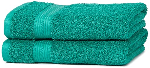 Amazon Basics - Juego de toallas (colores resistentes, 2 toallas de manos), color verde