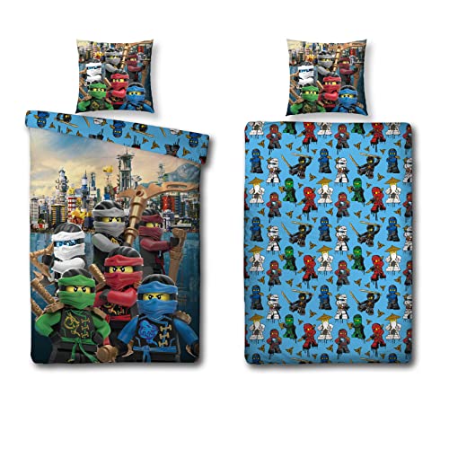 Character World Juego de cama de algodón y funda de almohada (135 x 200 cm) Lego Ninjago 135 x 200 cm