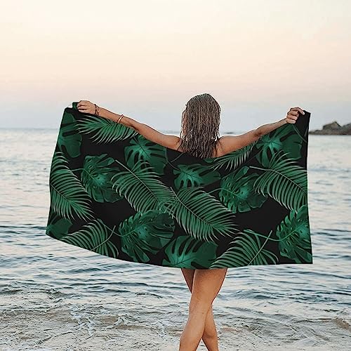 JCAKES Toalla de playa de microfibra verde hoja de plátano, toallas de baño de secado rápido, súper absorbente, suave, 160 x 80 pulgadas, para natación, deportes, viajes