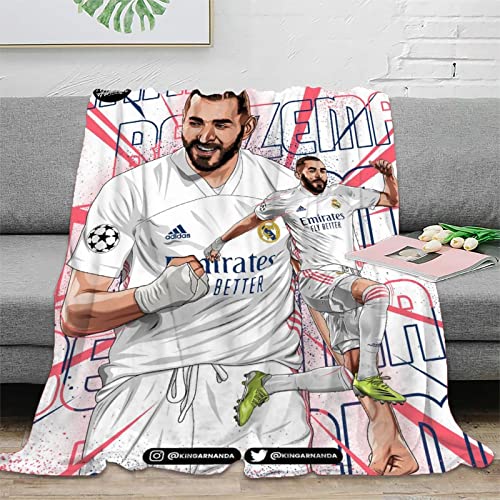 BIVEE Karim Benzema - Manta con Patrón 3D Abstracto Real Madrid para Un Estilo Moderno Y Elegante - Gran Regalo para Familiares Y Amigos 40x50inch(100x130cm)