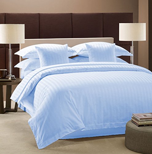 Bedding Attire Juego de funda nórdica de algodón egipcio de 600 hilos, tamaño doble y color azul claro