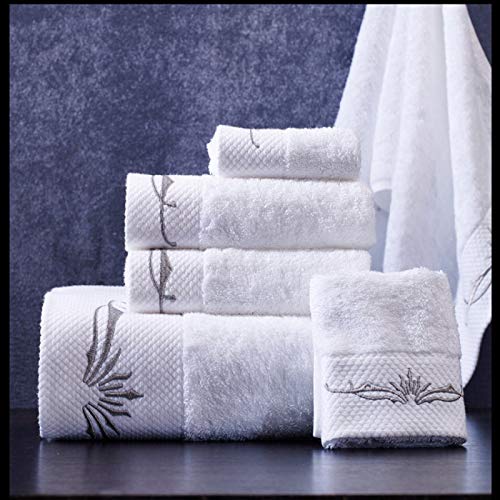 SIMEISM Cómodo cuarto de baño nuevo algodón toallas de baño blanco bordado estrella hotel lujo toalla de baño establece suave toalla de mano