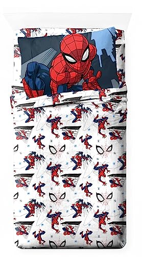 Marvel Spiderman City Streets - Juego de sábanas individuales de 3 piezas (100% algodón)