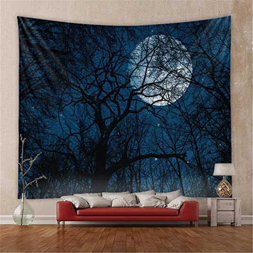 Noche azul cielo estrellado verde bosque profundo patrón creativo tapiz sala de estar dormitorio instalación alfombra decorativa simple tela cepillada tapiz de tela suave,C3,El 100 * 150cm