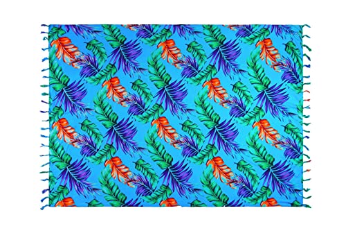 SAIVONA Pareo Sarong Mujer Tela Sarong Falda Cruzada Toalla de Playa una Toalla Vestido Envolvente Toalla y Vestido Cruzado Mujer Hecho a Mano Comercio Justo producción Batik Azul Turquesa