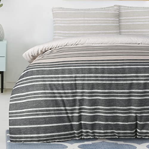 Sleep Down - Juego de funda nórdica para cama de matrimonio, algodón, Color Gris, 1 pieza, 200 x 200 cm