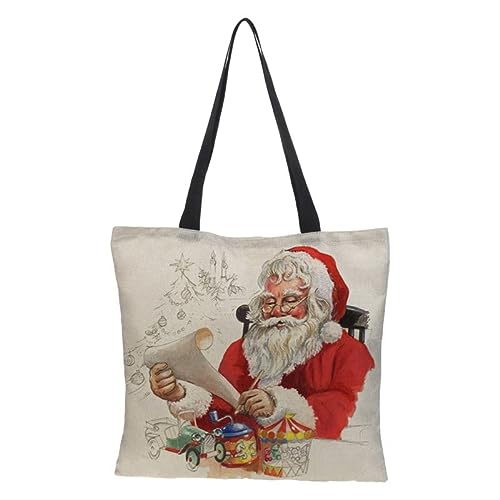 HUIKDY Bolso de lona con estampado navideño, bolso de compras reutilizable, lindos bolsos de hombro para la escuela, regalos para estudiantes para mujeres y niños AR2
